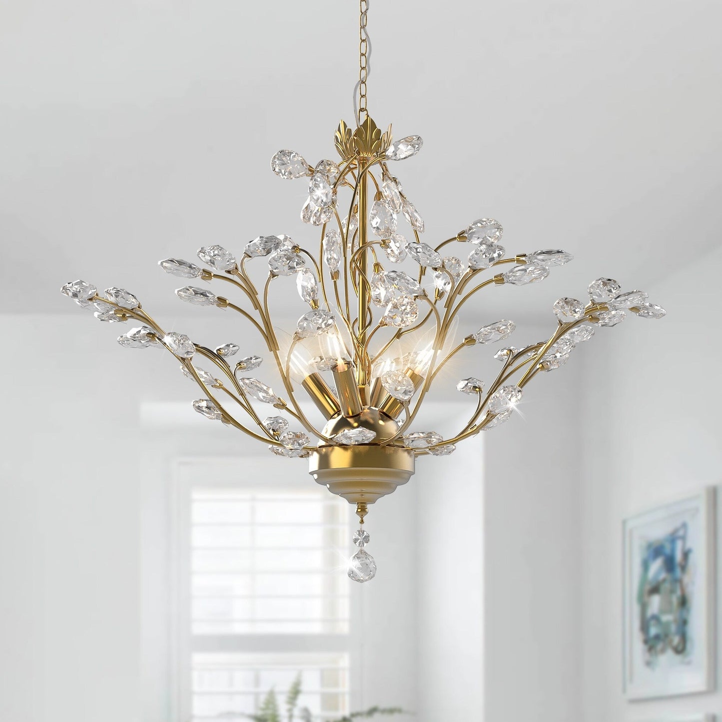 Maxax Lustre unique classique/traditionnel à 4 lumières avec accents en cristal