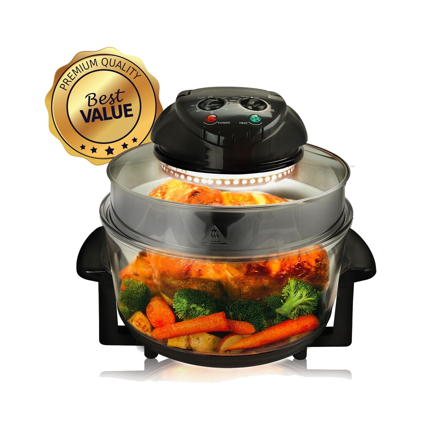 Friteuse à air chaud à halogène portable MegaChef pour comptoir, couleur noire