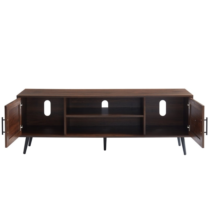Meuble TV style Mid-Century Modern pour téléviseurs jusqu'à 70 pouces, meuble multimédia - 52 cm (H) x 150 cm (L) x 39 cm (P)