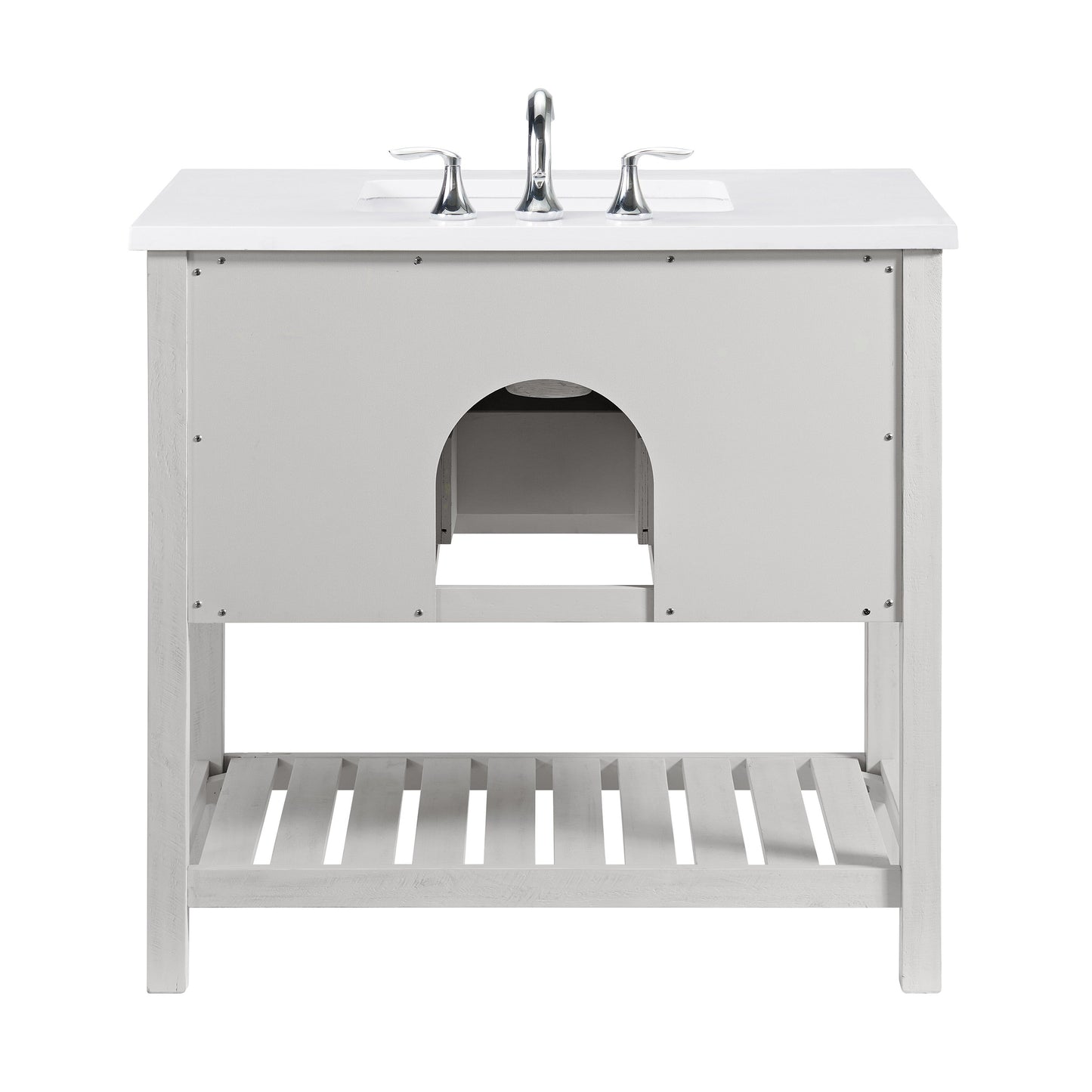 Meuble-lavabo de salle de bain simple Monterey 37, style farmhouse, avec plan de travail.
