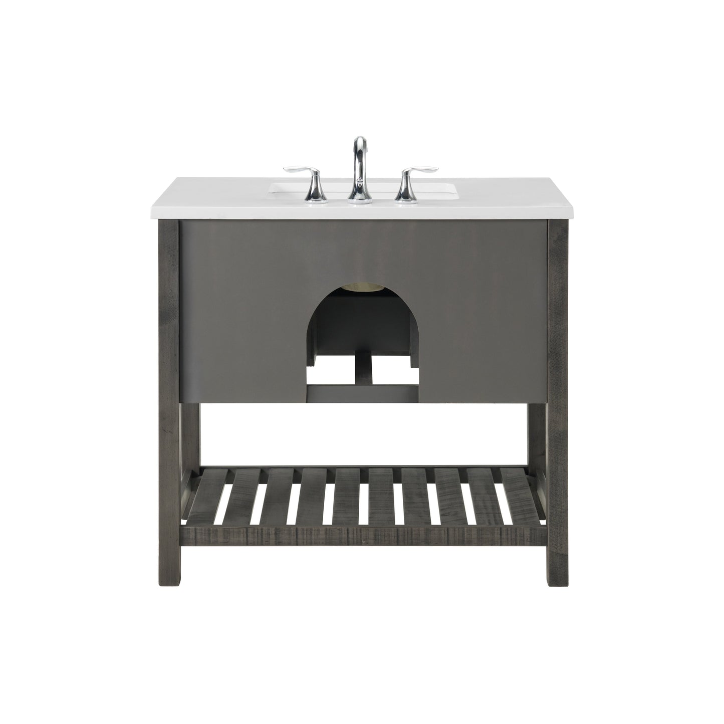 Meuble-lavabo de salle de bain simple Monterey 37, style farmhouse, avec plan de travail.