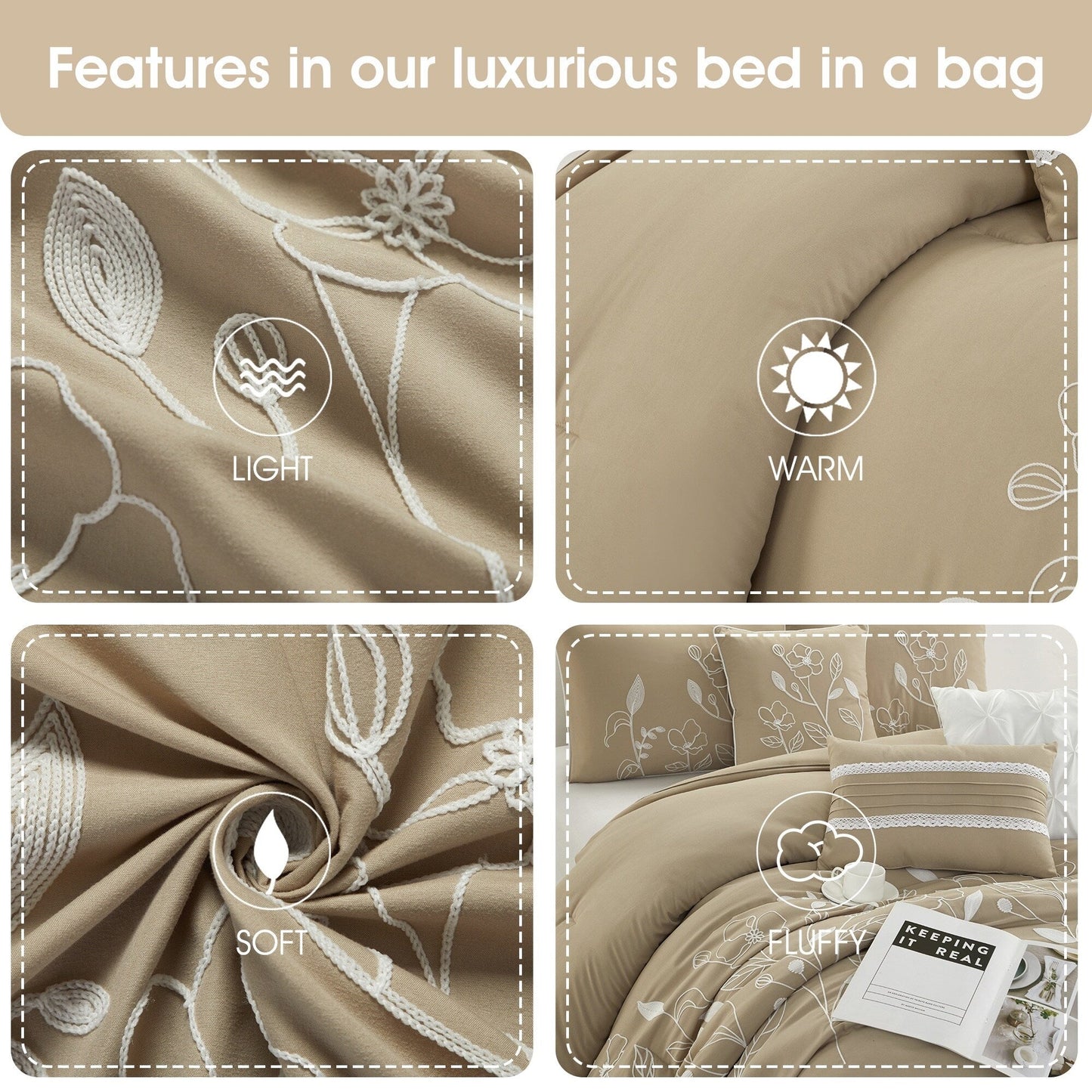 Ensemble de Couette à Motifs Floraux et Botaniques Nanshing Taylor 7 Pièces