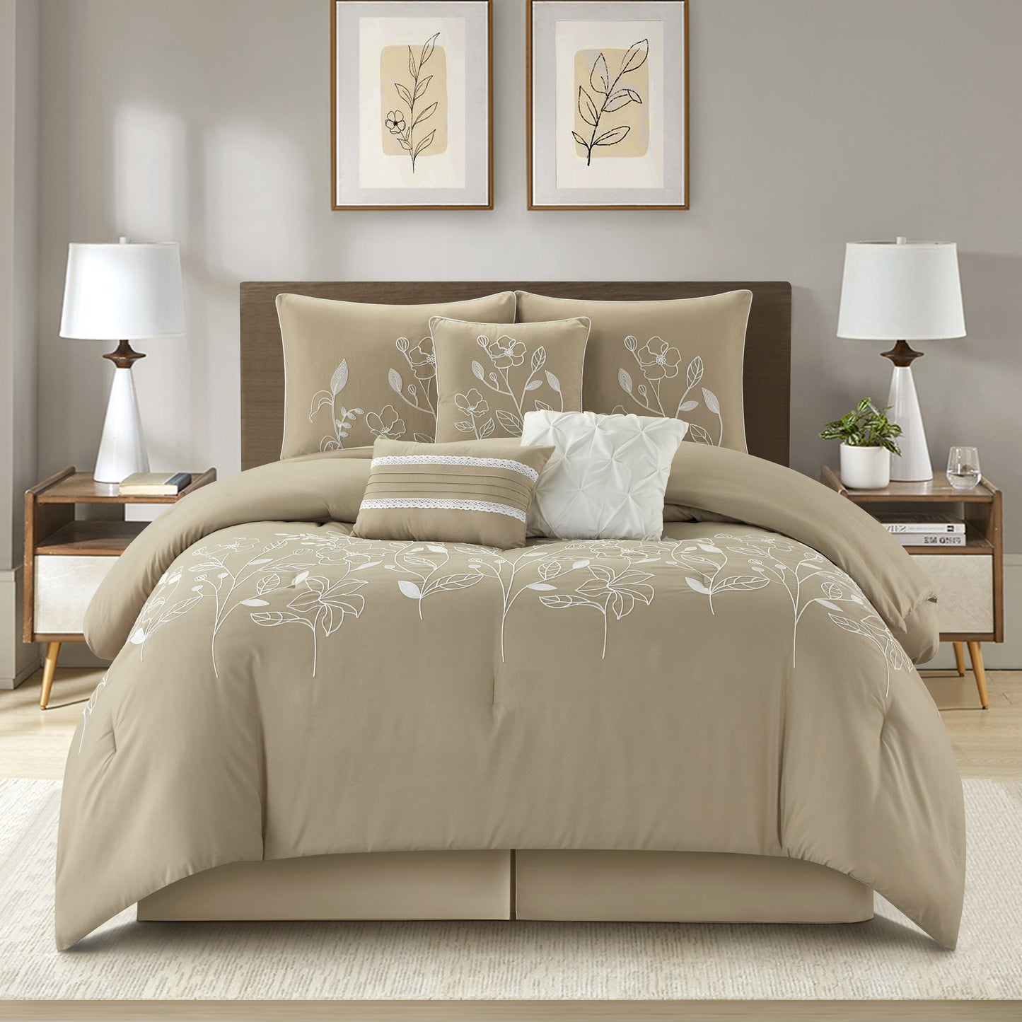 Ensemble de Couette à Motifs Floraux et Botaniques Nanshing Taylor 7 Pièces