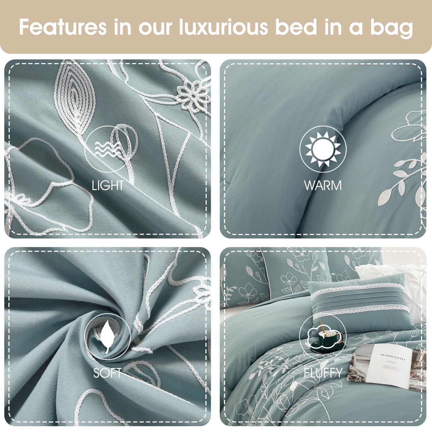 Ensemble de Couette à Motifs Floraux et Botaniques Nanshing Taylor 7 Pièces