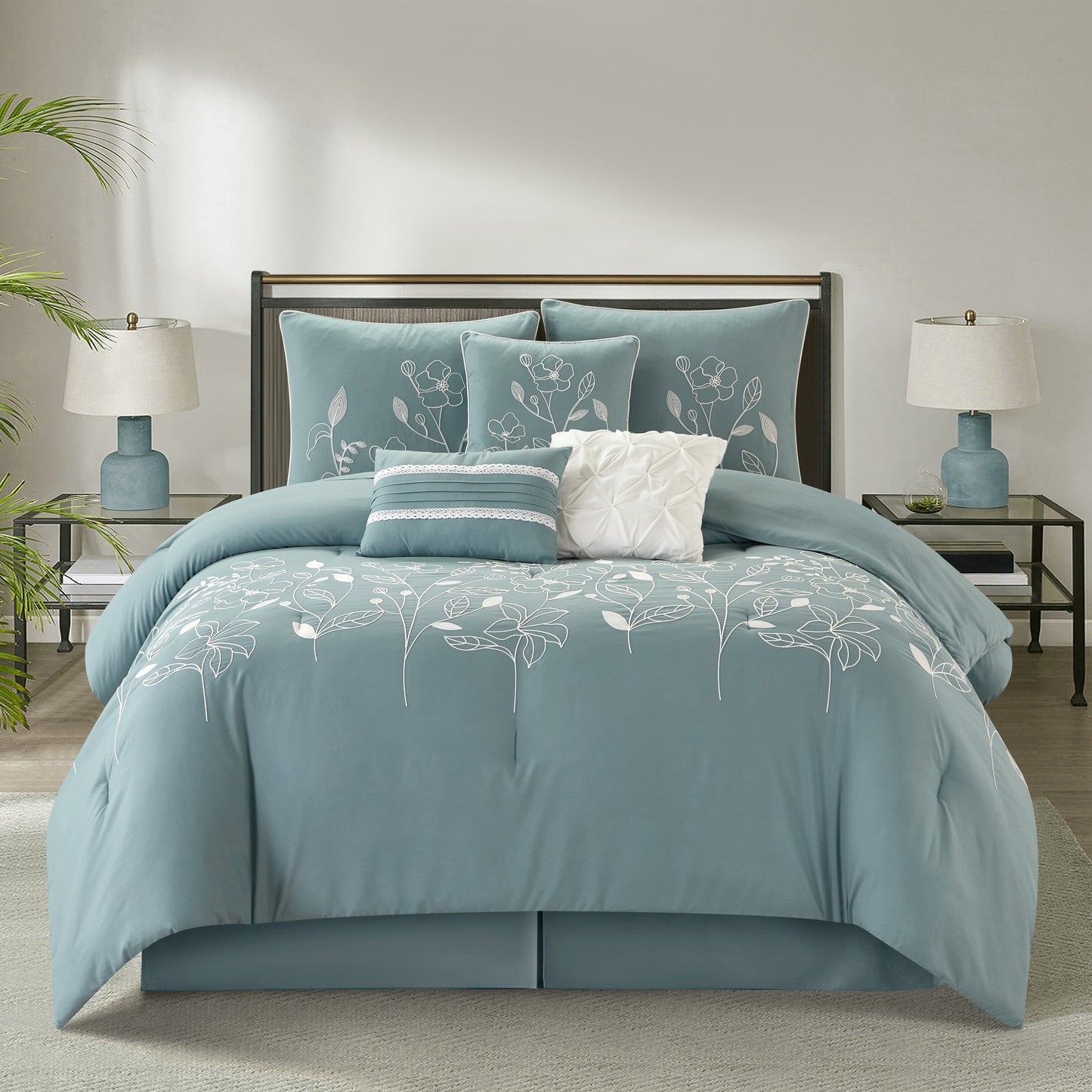 Ensemble de Couette à Motifs Floraux et Botaniques Nanshing Taylor 7 Pièces