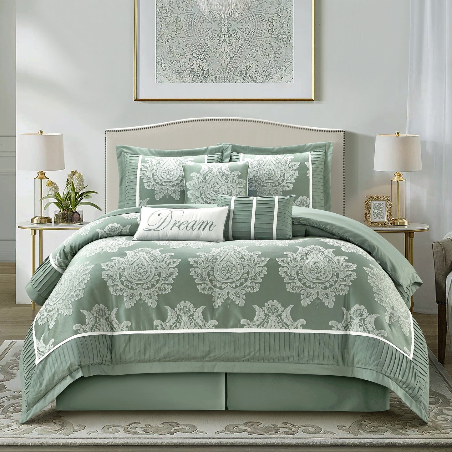 Ensemble de Couette Traditionnel Damassé 7 Pièces Nanshing Tiana