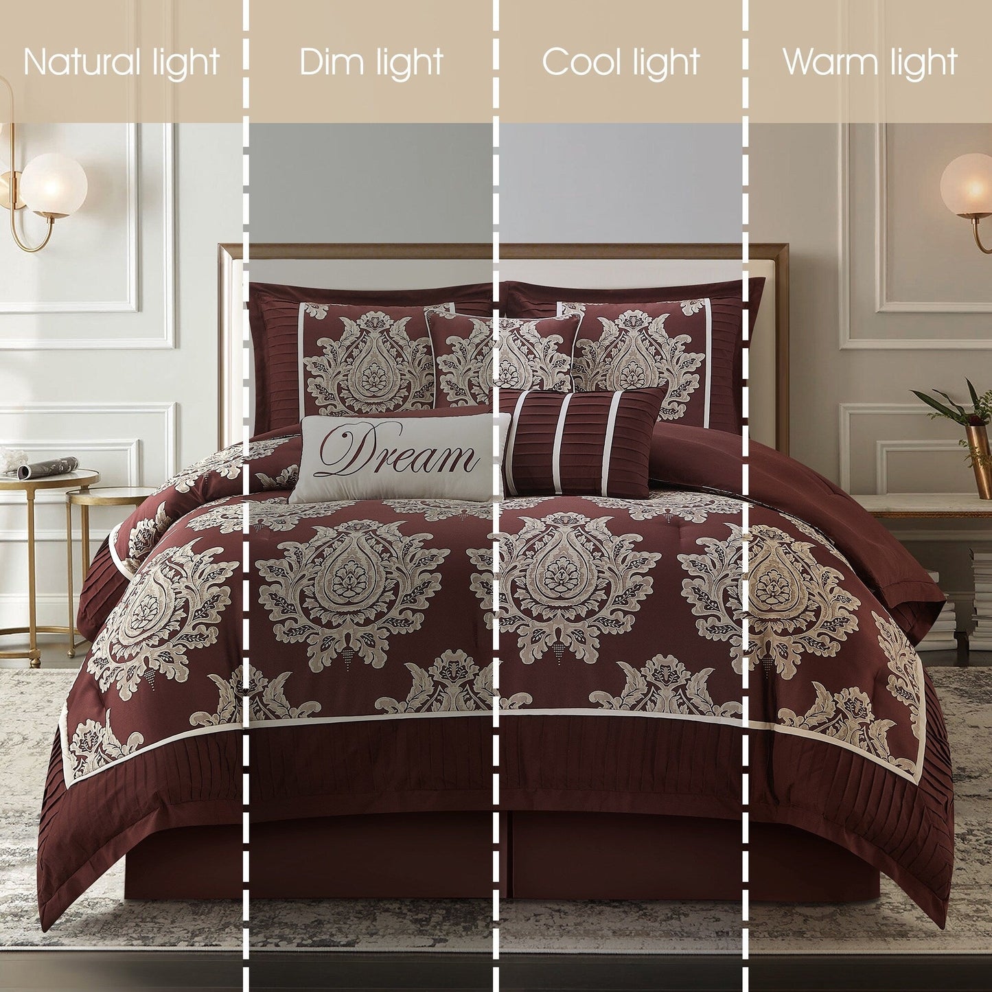 Ensemble de Couette Traditionnel Damassé 7 Pièces Nanshing Tiana