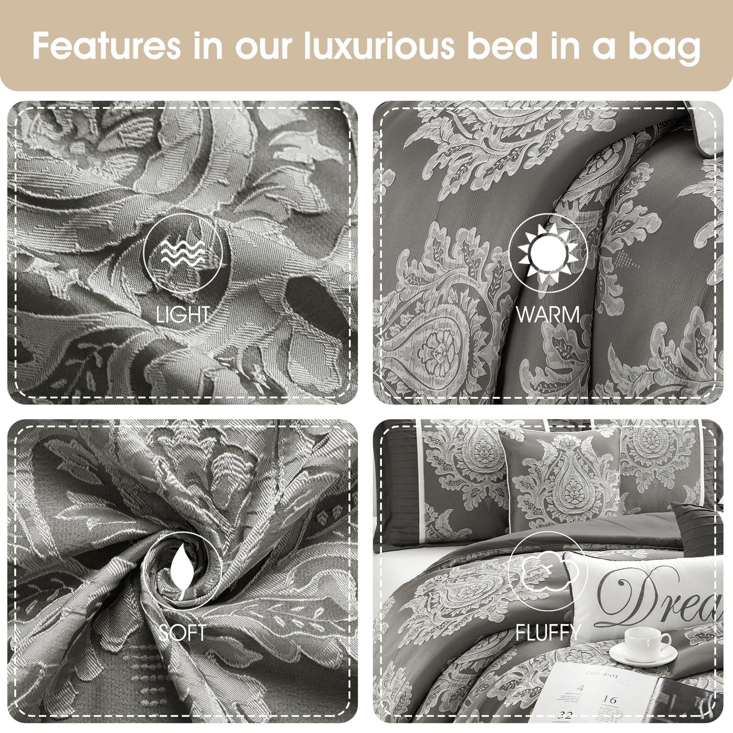 Ensemble de Couette Traditionnel Damassé 7 Pièces Nanshing Tiana