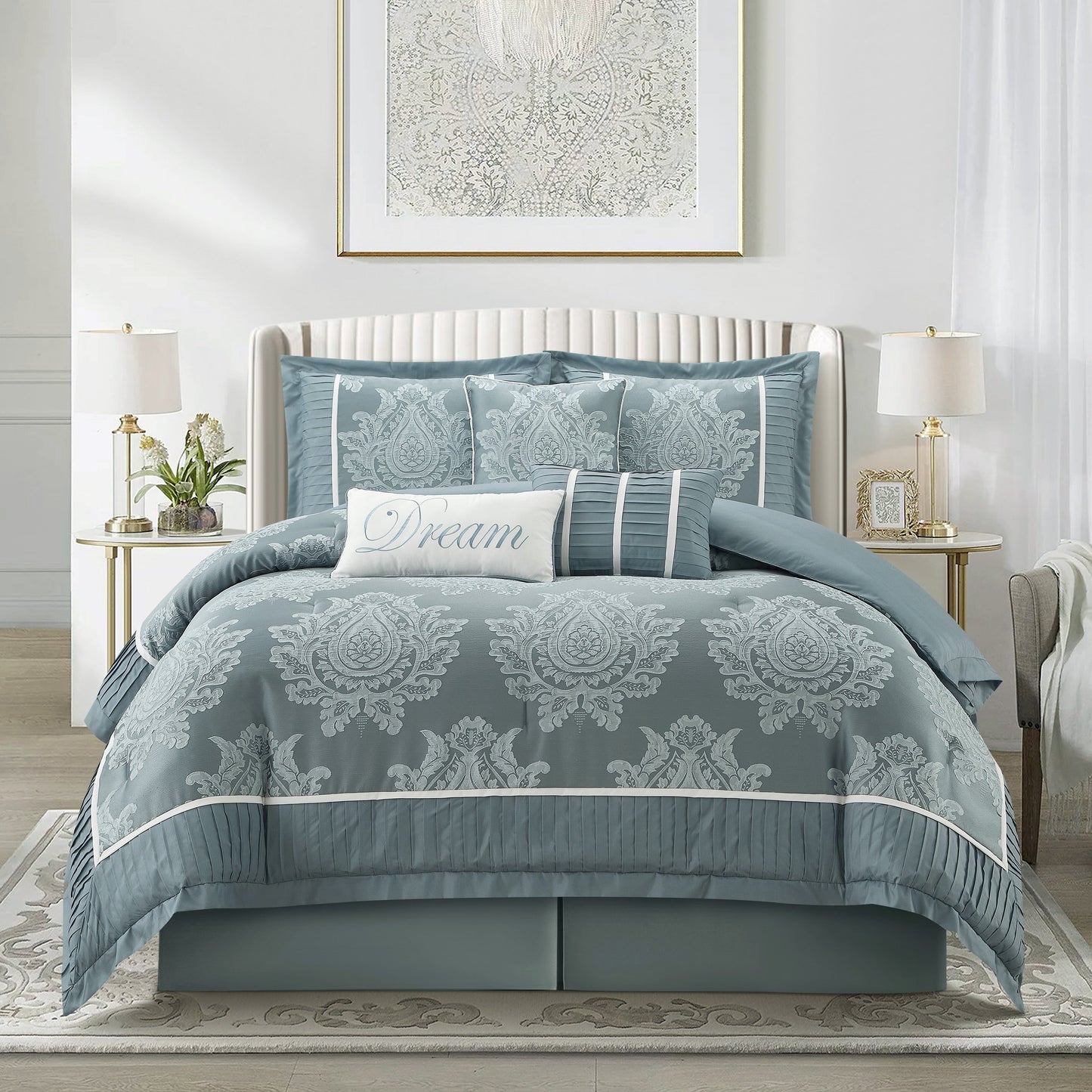 Ensemble de Couette Traditionnel Damassé 7 Pièces Nanshing Tiana