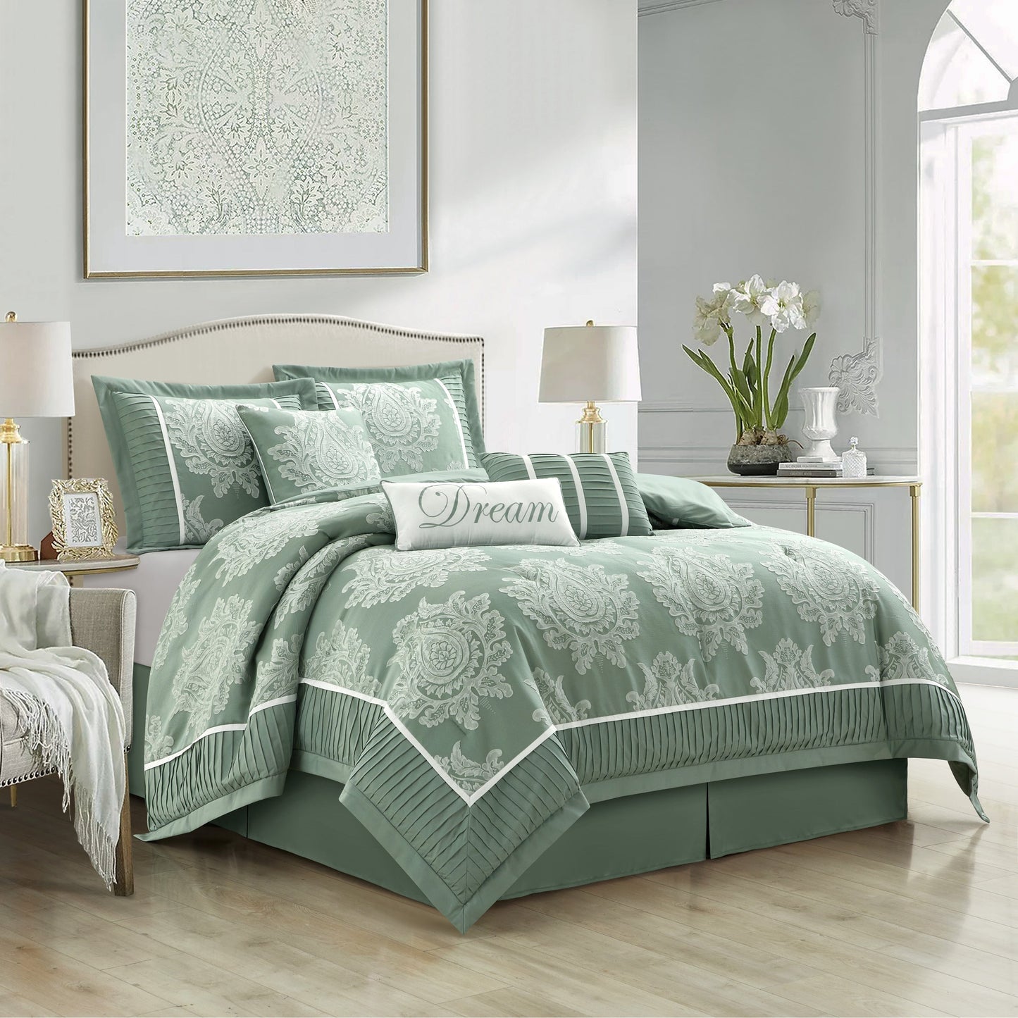Ensemble de Couette Traditionnel Damassé 7 Pièces Nanshing Tiana