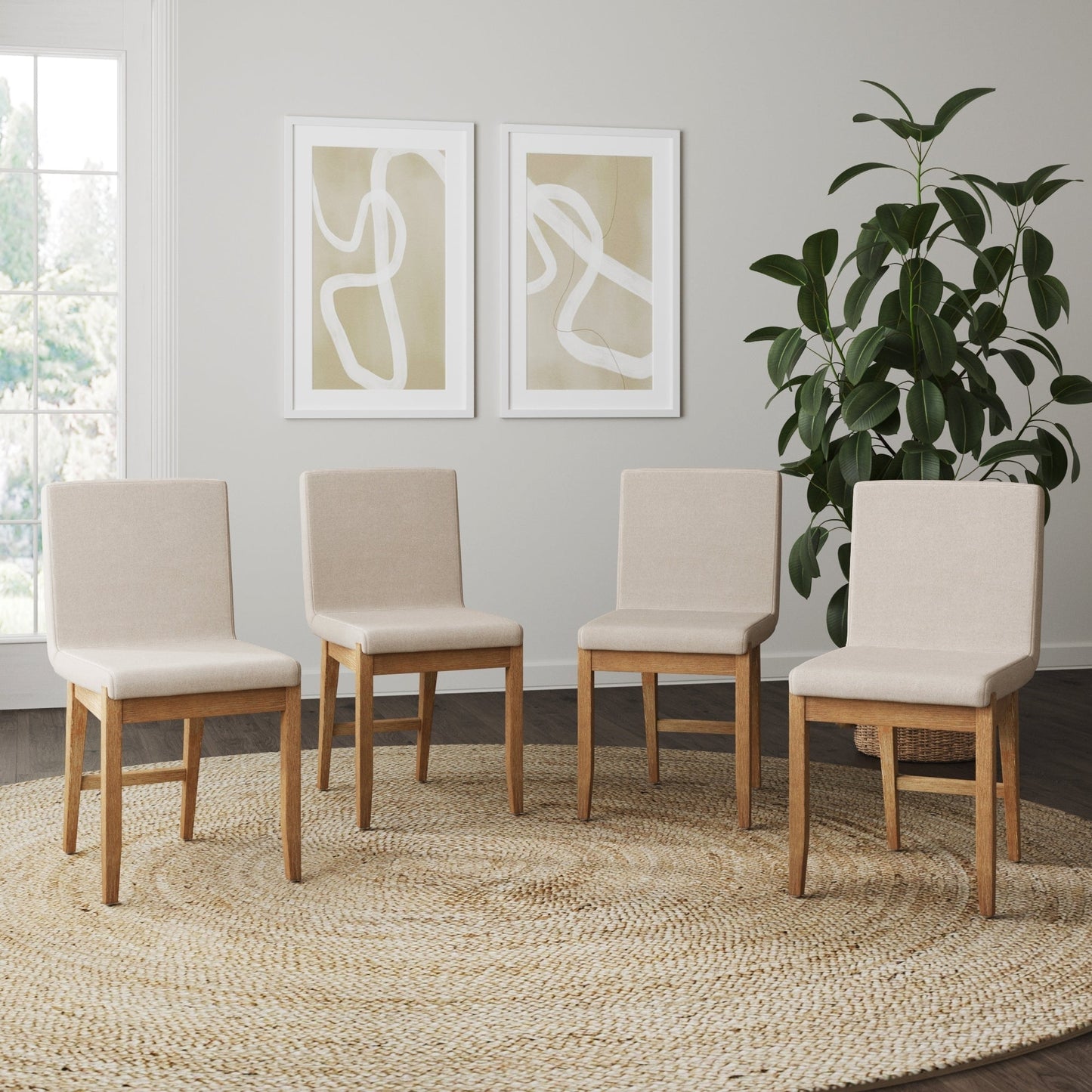Tabouret de bar moderne Gracie, chaise rembourrée en bouclé et pieds en bois brossé