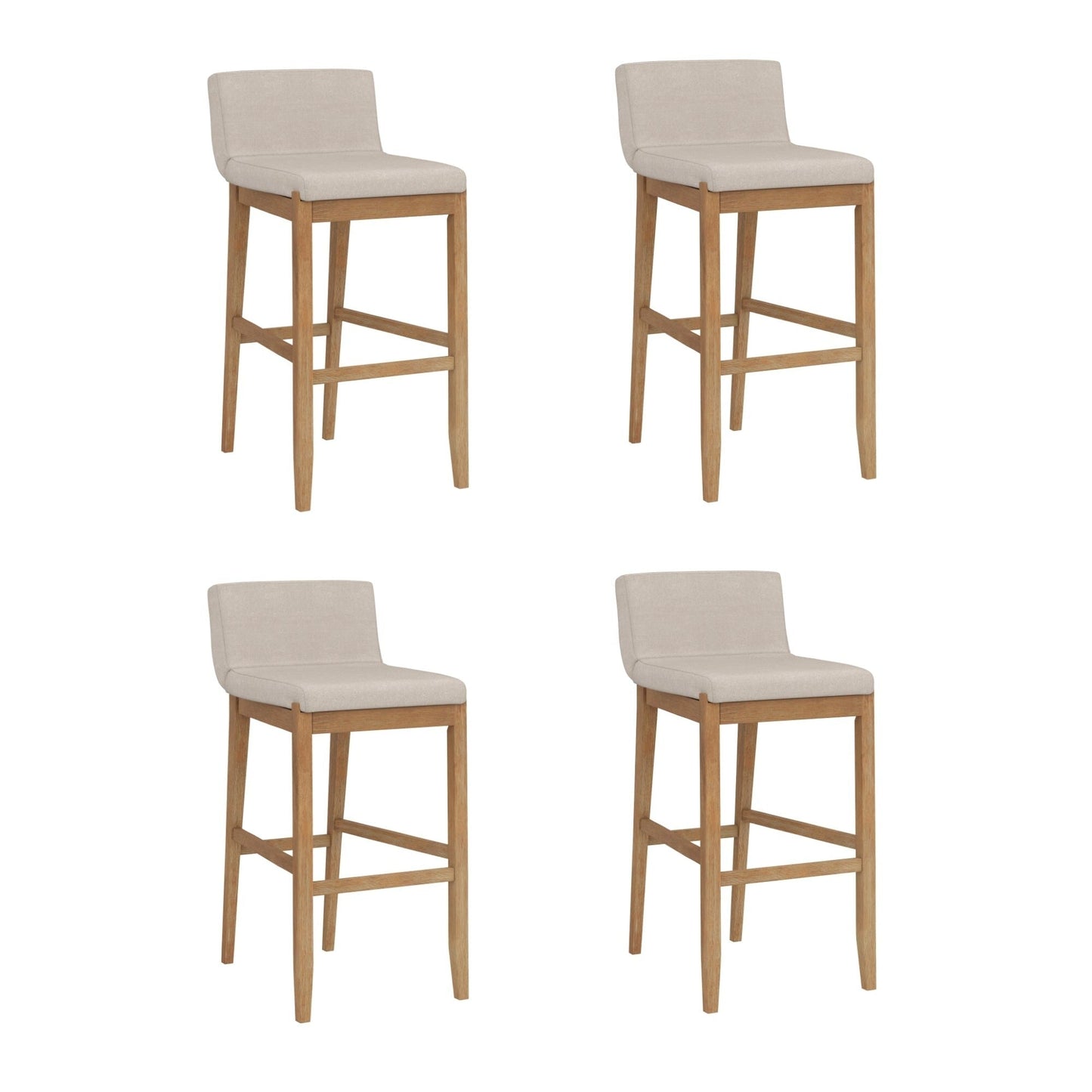 Tabouret de bar moderne Gracie, chaise rembourrée en bouclé et pieds en bois brossé