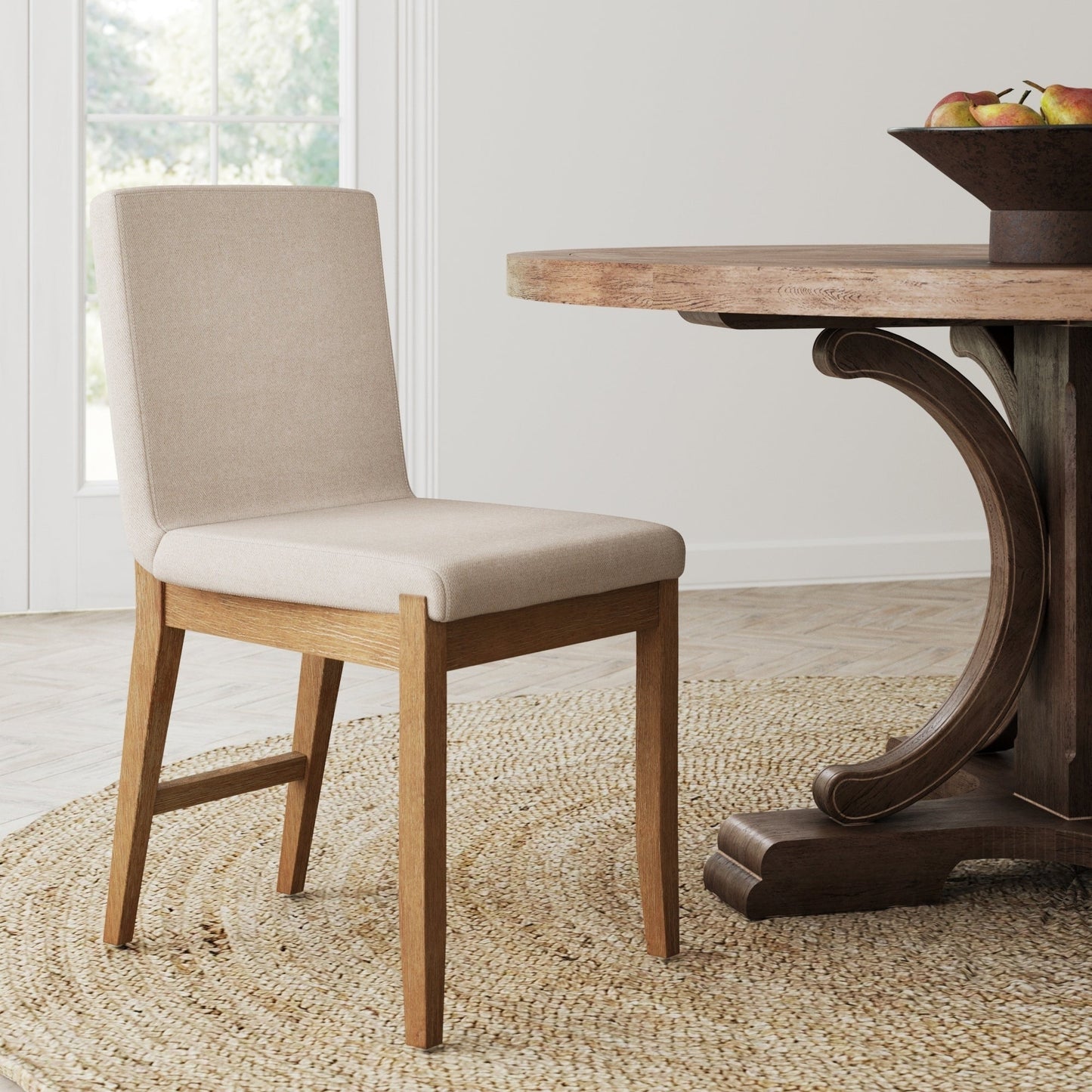 Tabouret de bar moderne Gracie, chaise rembourrée en bouclé et pieds en bois brossé