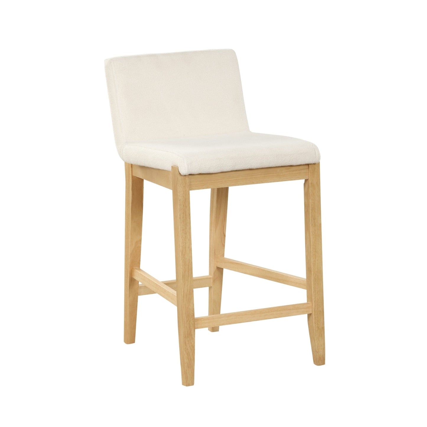 Tabouret de bar moderne Gracie, chaise rembourrée en bouclé et pieds en bois brossé