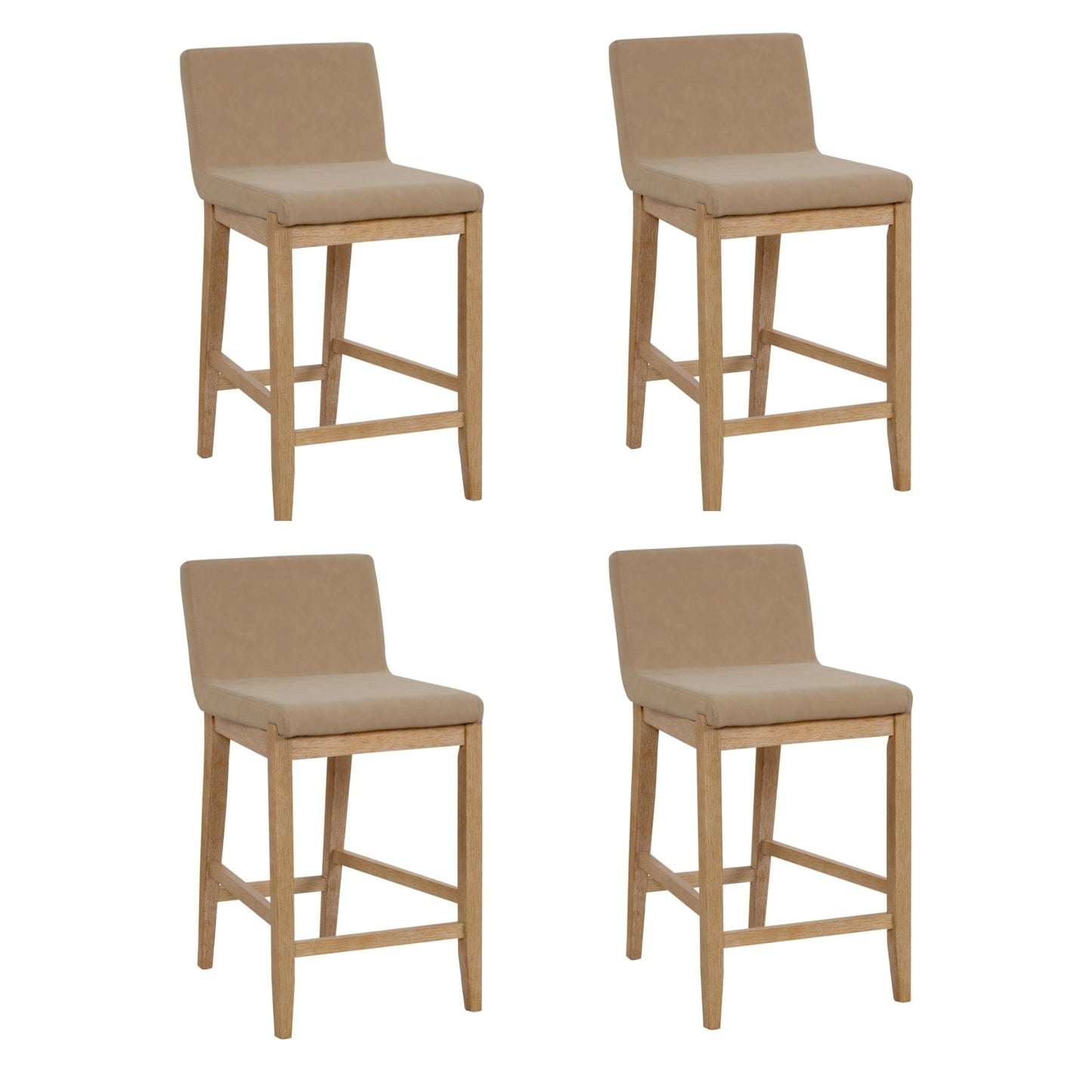 Tabouret de bar moderne Gracie, chaise rembourrée en bouclé et pieds en bois brossé