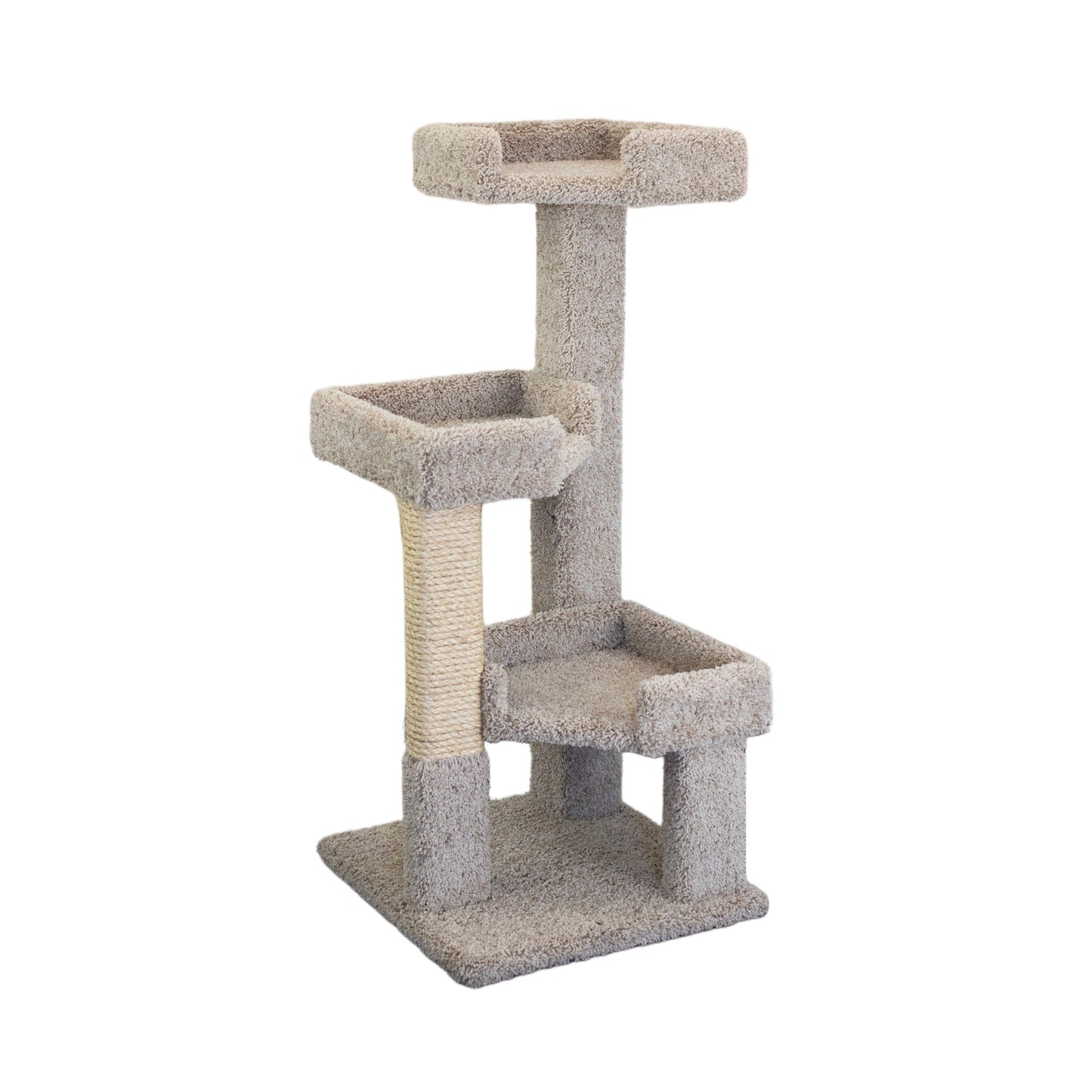 Nouvel arbre à chat 3 niveaux en bois massif et recouvert de moquette.