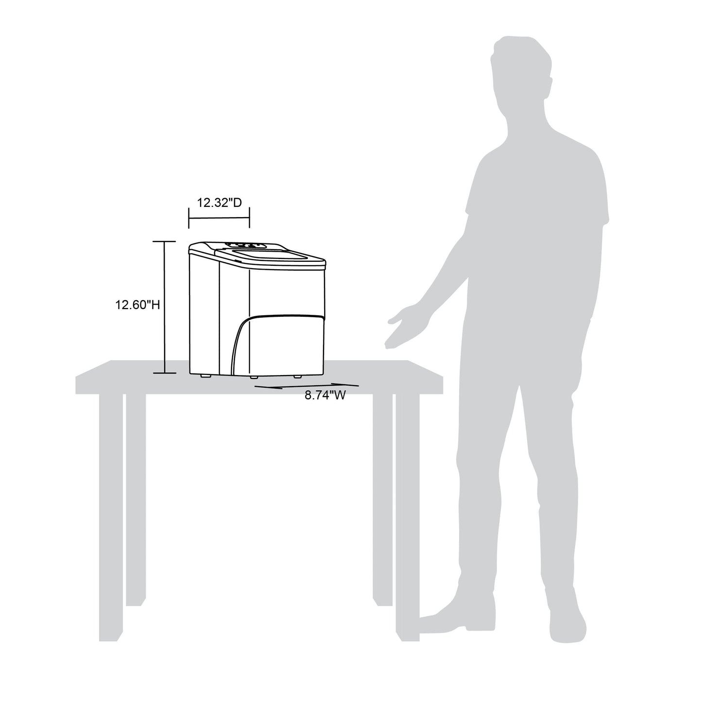 Fabrique de glaçons de comptoir Newair de 26 lbs, portable et légère, commandes intuitives, glaçons de grande ou petite taille, pièces sans BPA.