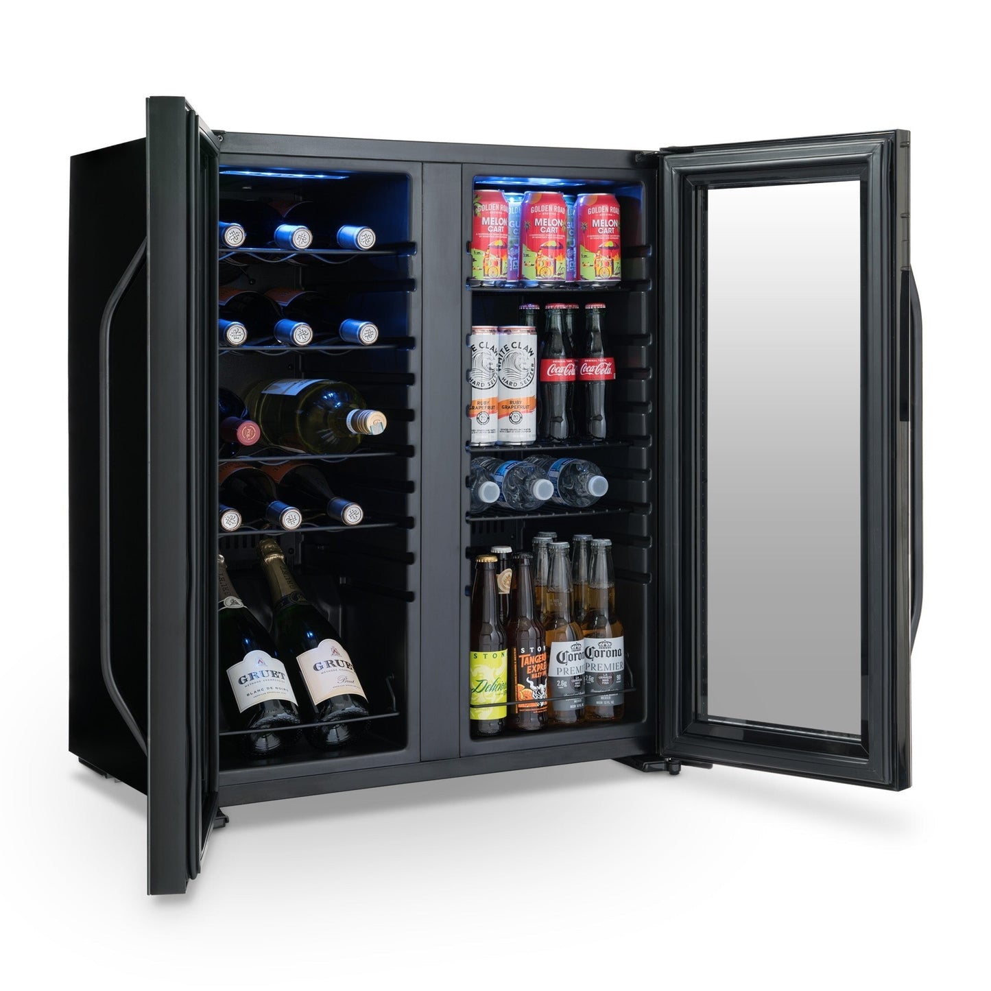 Réfrigérateur à vin et boissons Newair, 18 bouteilles et 59 canettes, double zone de température, autonome, contrôle numérique de la température