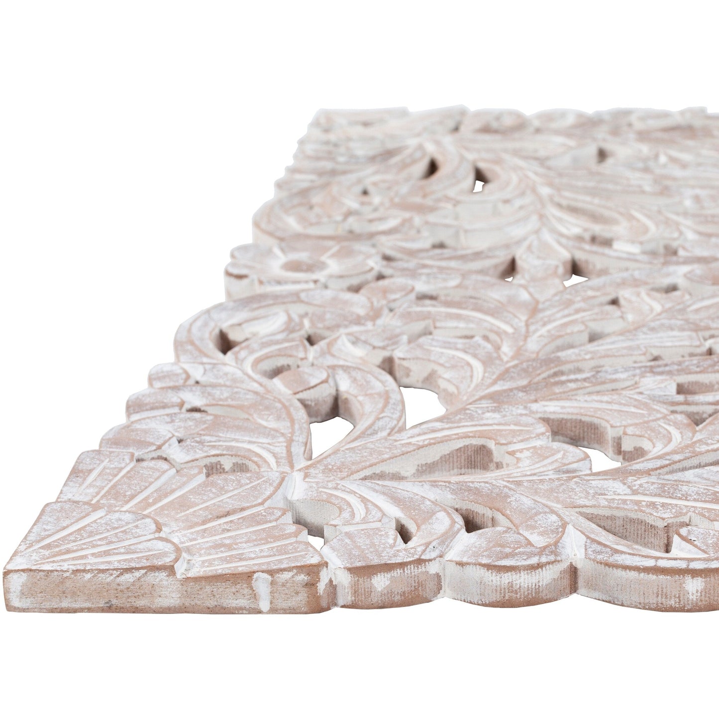 Norma - Tableau mural en bois naturel à motifs floraux, sculpté à la main, 3 panneaux, 122 x 71 cm (48x28 pouces)