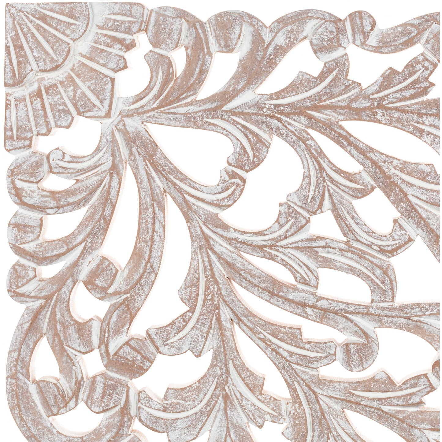 Norma - Tableau mural en bois naturel à motifs floraux, sculpté à la main, 3 panneaux, 122 x 71 cm (48x28 pouces)