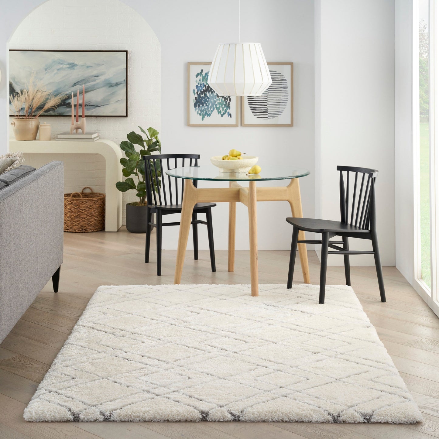 Tapis de sol abstrait géométrique à poils ultra-doux et luxueux de Nourison