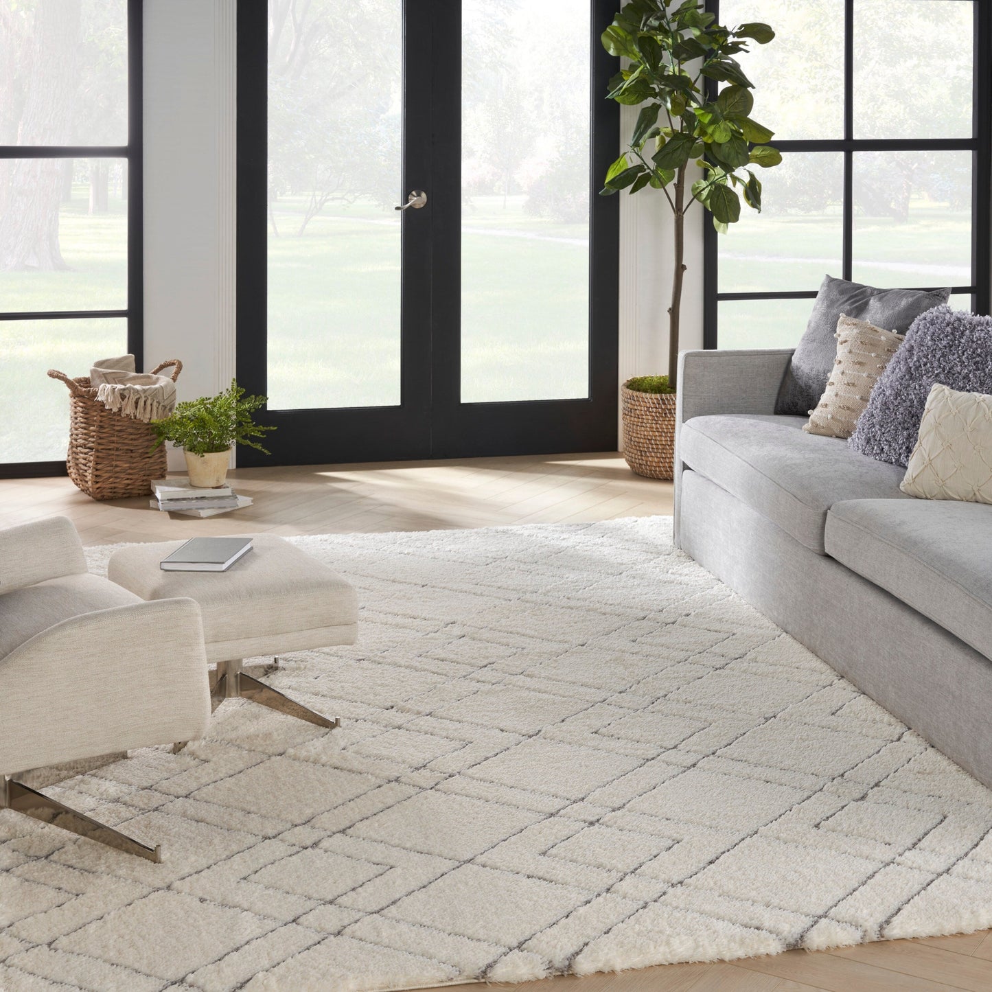 Tapis de sol abstrait géométrique à poils ultra-doux et luxueux de Nourison
