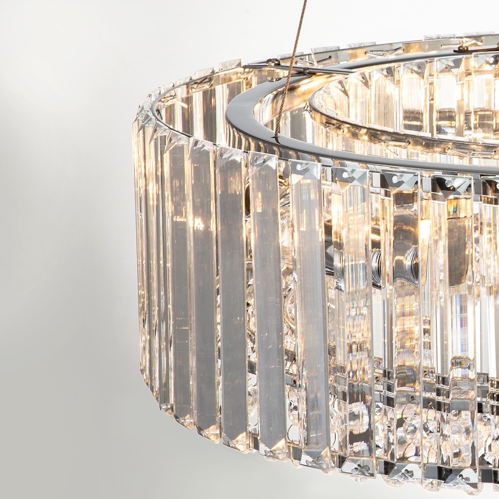 OYIPRO Lustre moderne rond en cristal à 6/8/12 lumières, suspension en forme de tambour pour îlot de cuisine