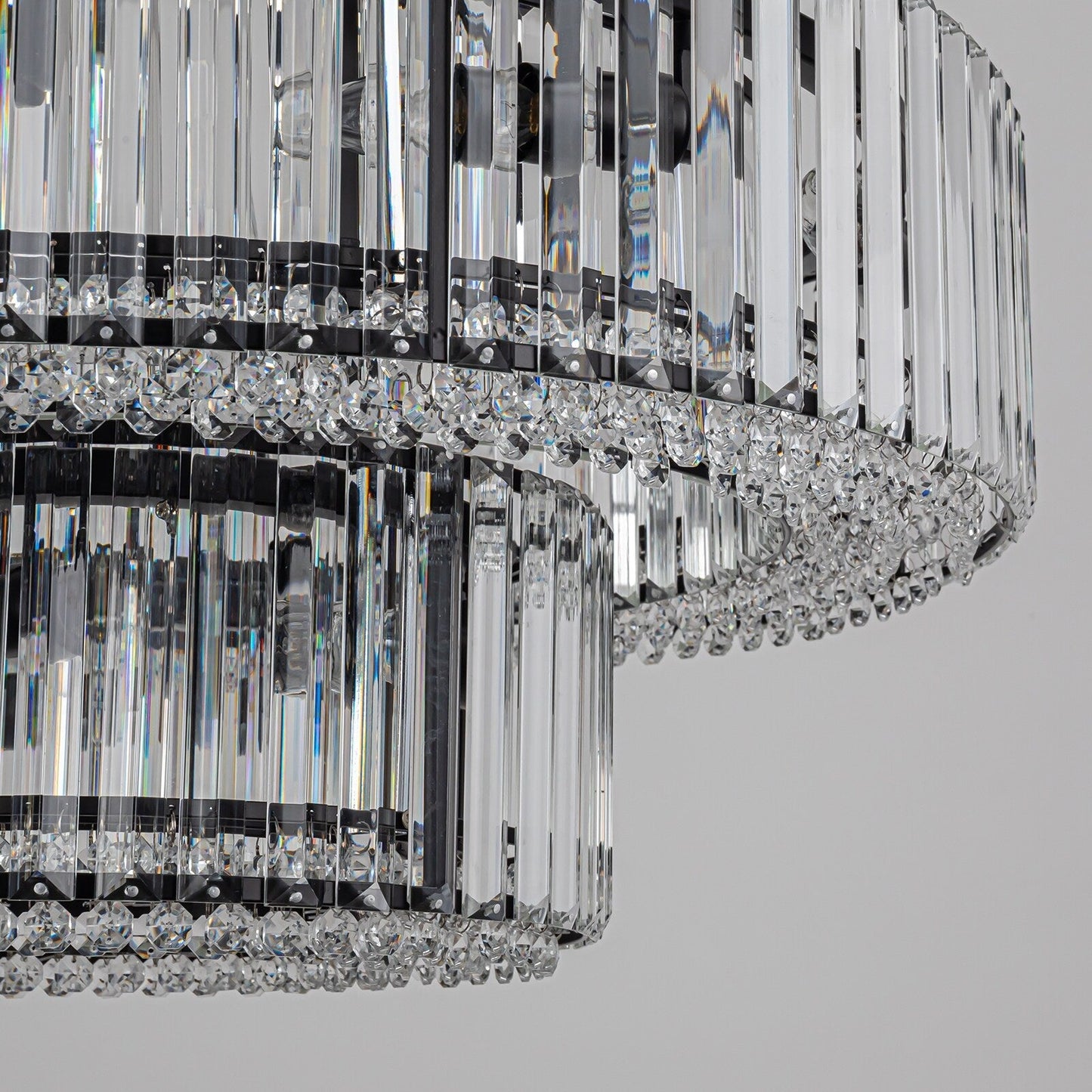 OYIPRO Lustre moderne rond en cristal à 6/8/12 lumières, suspension en forme de tambour pour îlot de cuisine