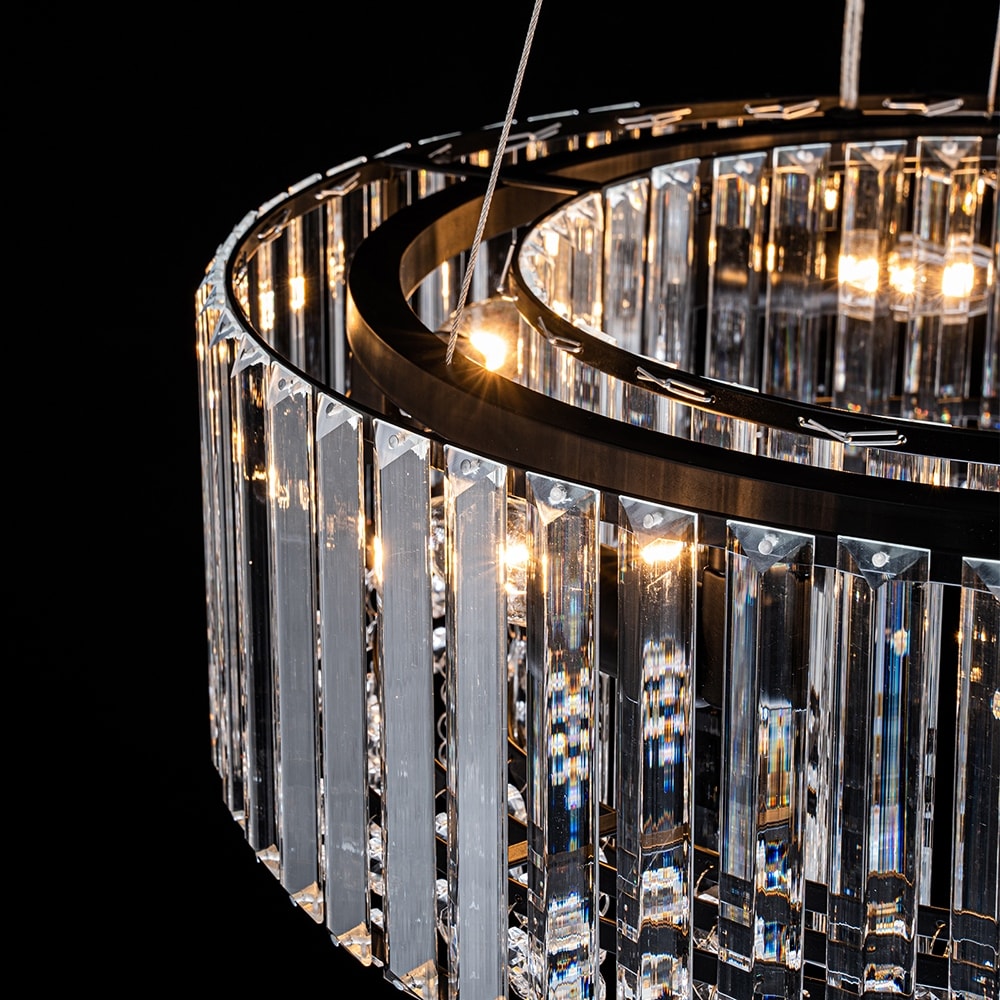 OYIPRO Lustre moderne rond en cristal à 6/8/12 lumières, suspension en forme de tambour pour îlot de cuisine