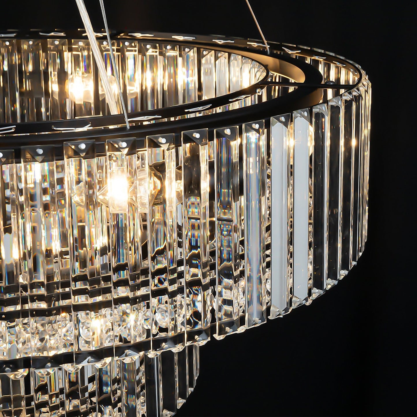 OYIPRO Lustre moderne rond en cristal à 6/8/12 lumières, suspension en forme de tambour pour îlot de cuisine