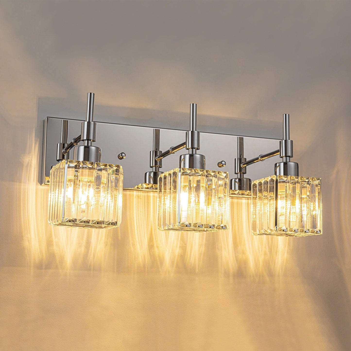 Ora - Lustres de salle de bain modernes à cristaux, à intensité variable, pour miroir, éclairage de vanité glamour