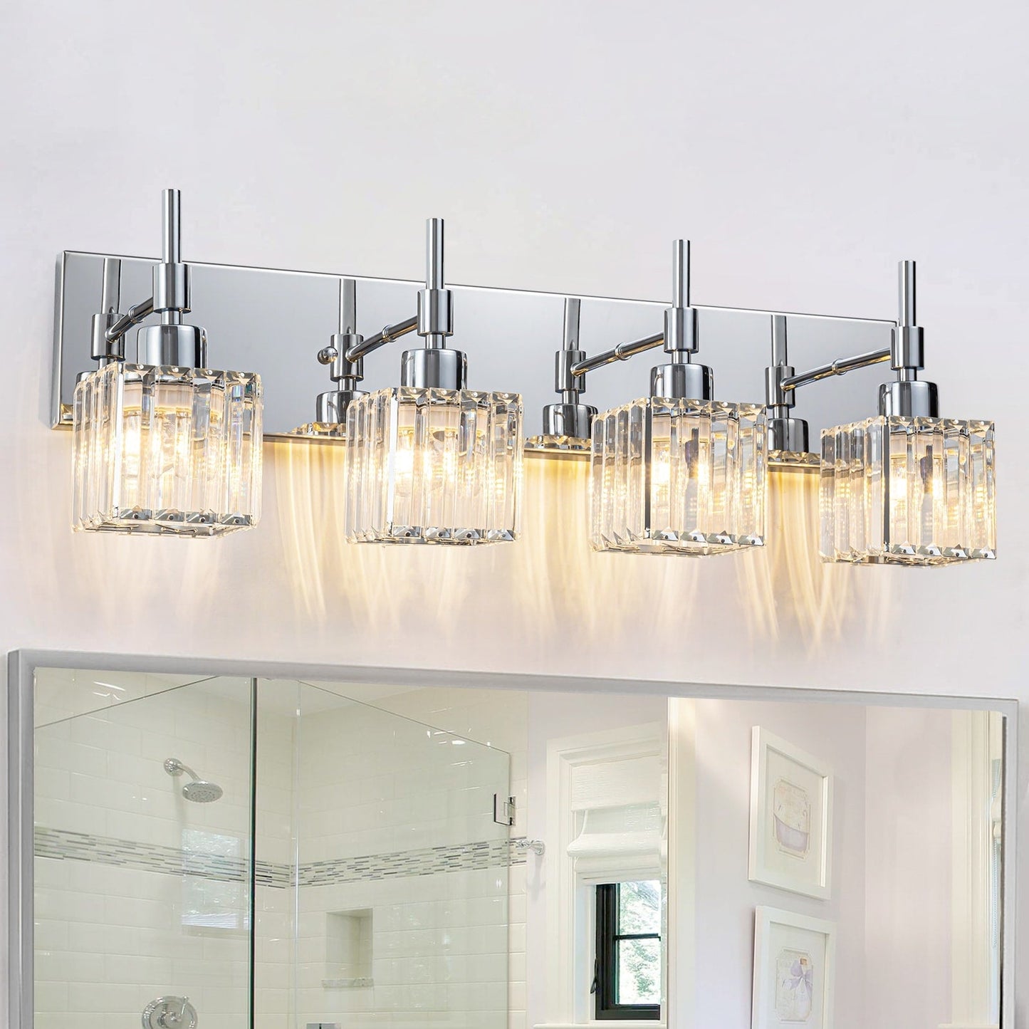 Ora - Lustres de salle de bain modernes à cristaux, à intensité variable, pour miroir, éclairage de vanité glamour