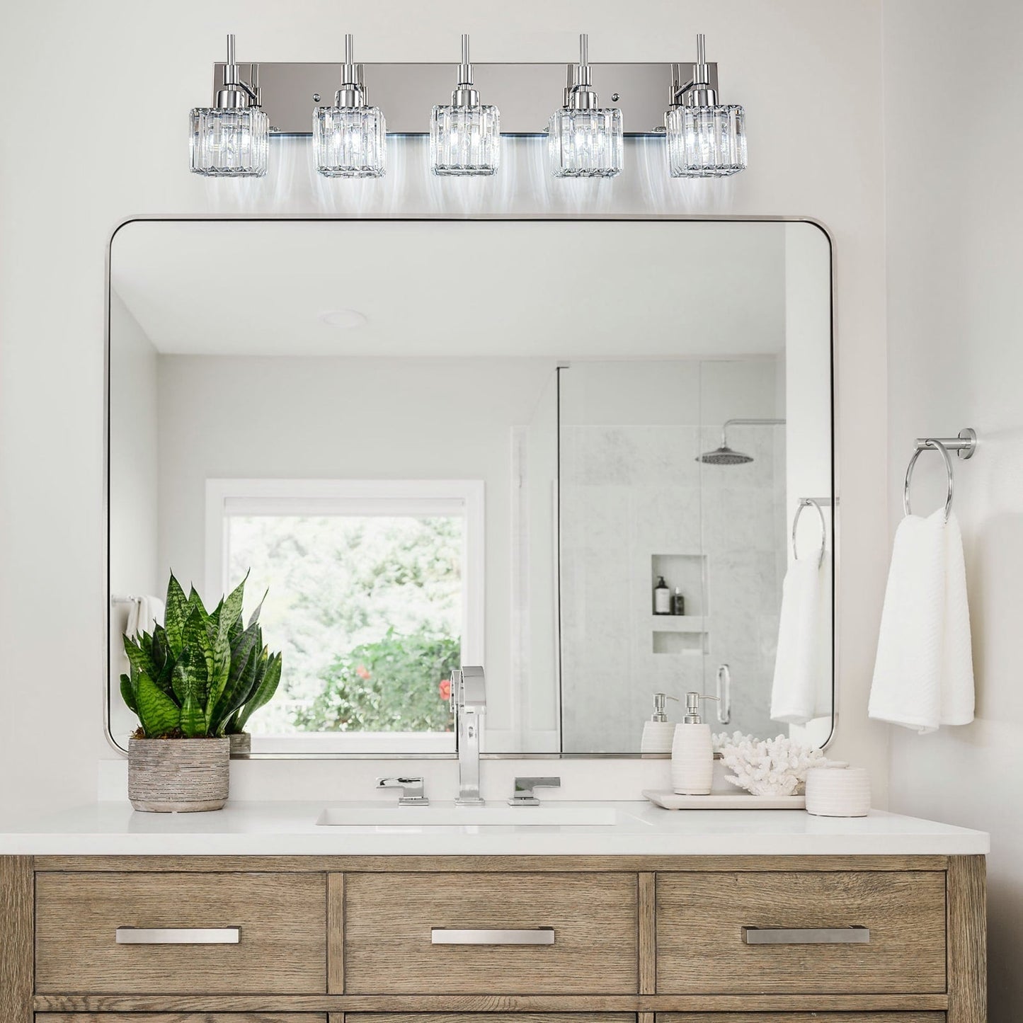 Ora - Lustres de salle de bain modernes à cristaux, à intensité variable, pour miroir, éclairage de vanité glamour