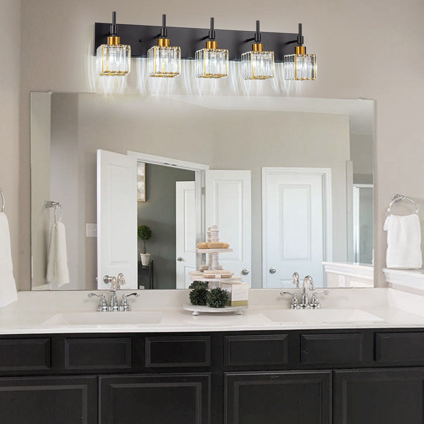 Ora - Lustres de salle de bain modernes à cristaux, à intensité variable, pour miroir, éclairage de vanité glamour