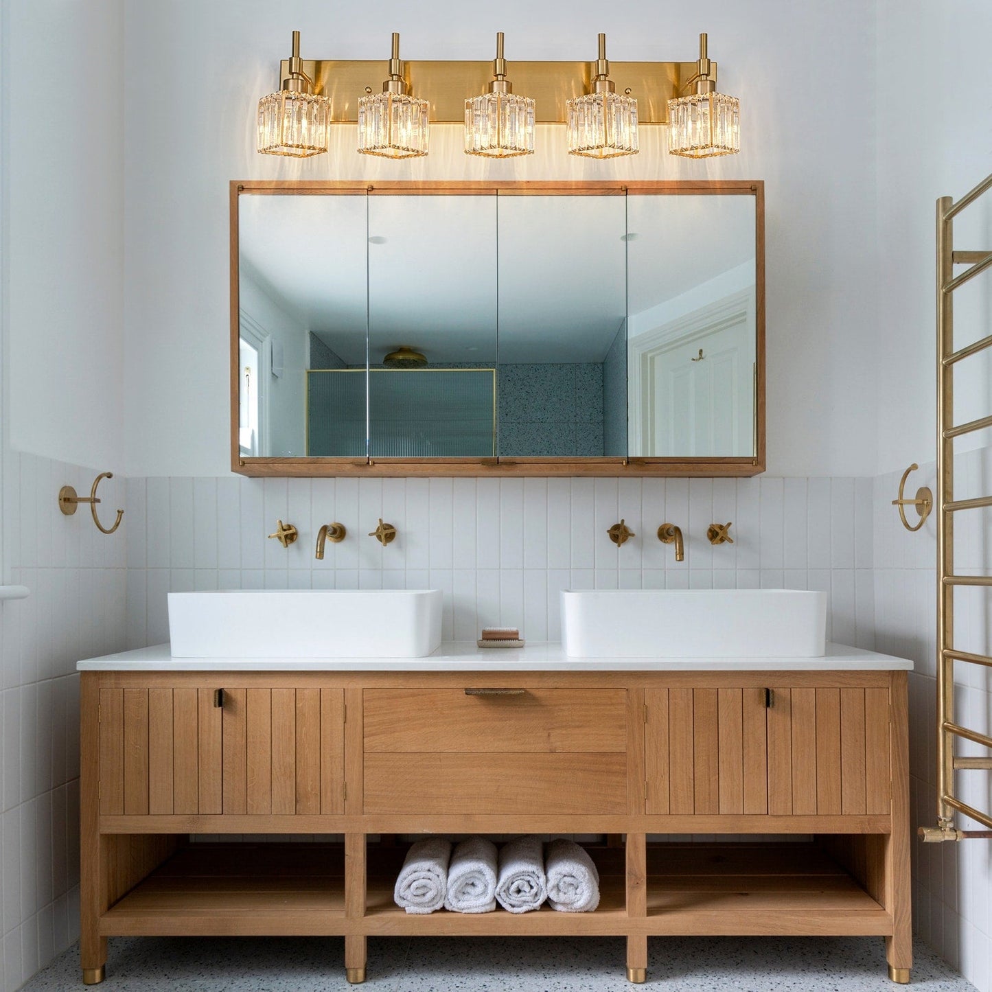 Ora - Lustres de salle de bain modernes à cristaux, à intensité variable, pour miroir, éclairage de vanité glamour