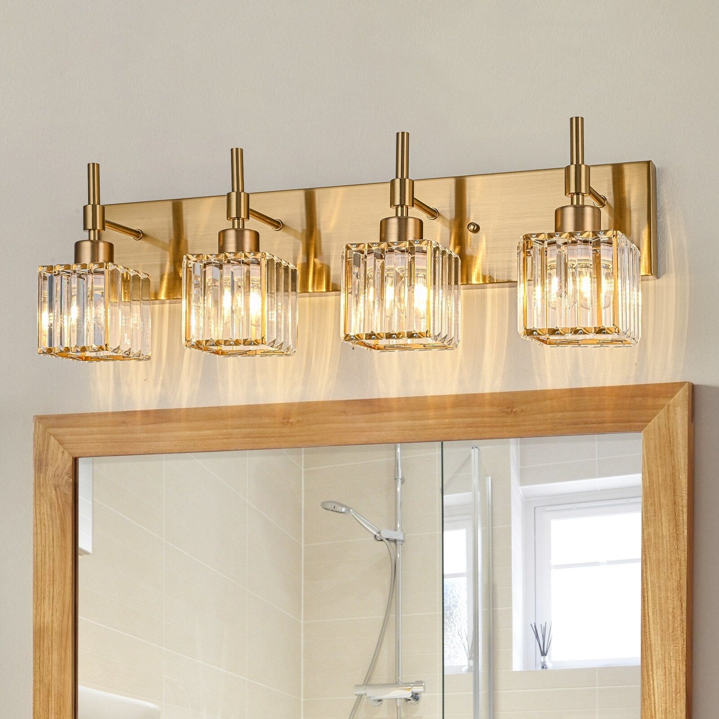 Ora - Lustres de salle de bain modernes à cristaux, à intensité variable, pour miroir, éclairage de vanité glamour