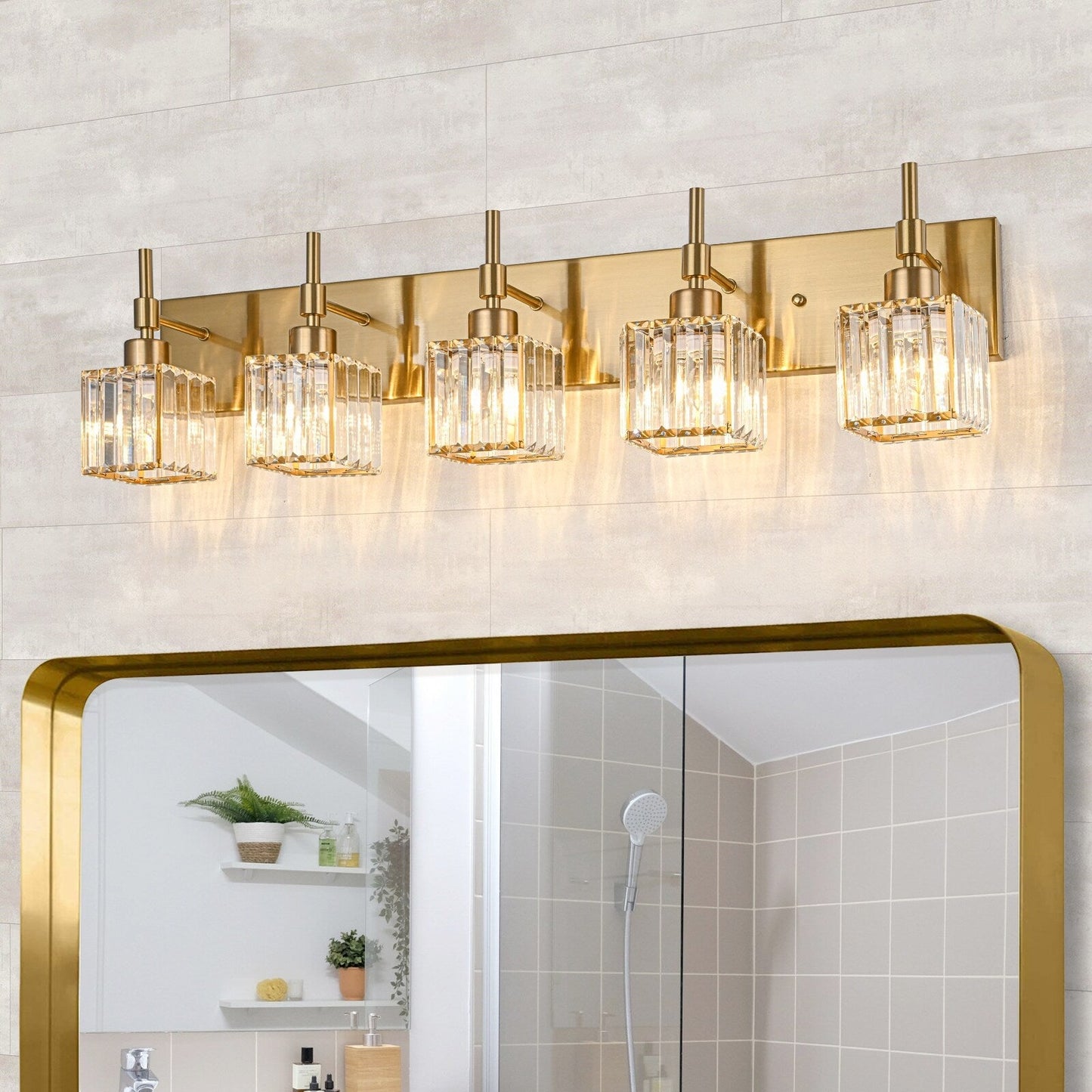 Ora - Lustres de salle de bain modernes à cristaux, à intensité variable, pour miroir, éclairage de vanité glamour