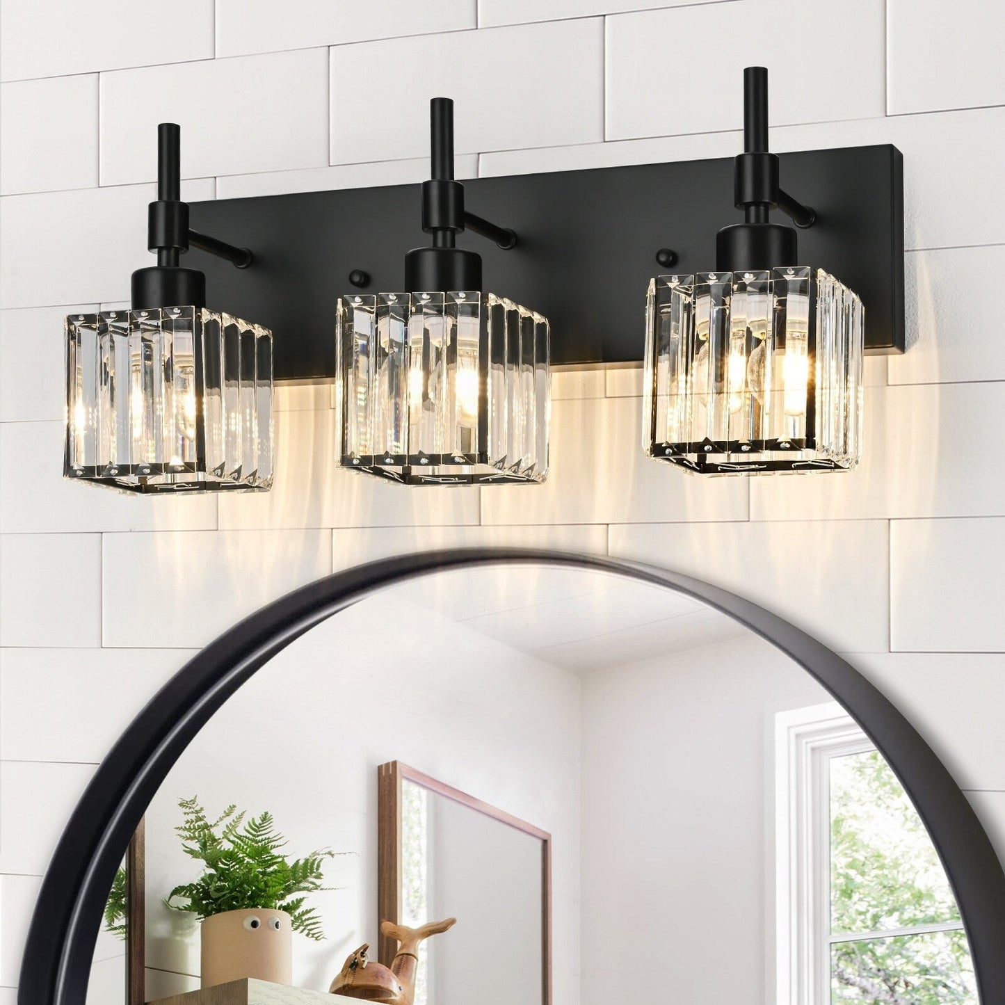 Ora - Lustres de salle de bain modernes à cristaux, à intensité variable, pour miroir, éclairage de vanité glamour