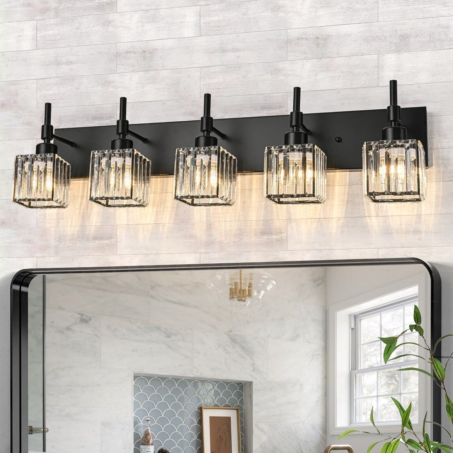 Ora - Lustres de salle de bain modernes à cristaux, à intensité variable, pour miroir, éclairage de vanité glamour