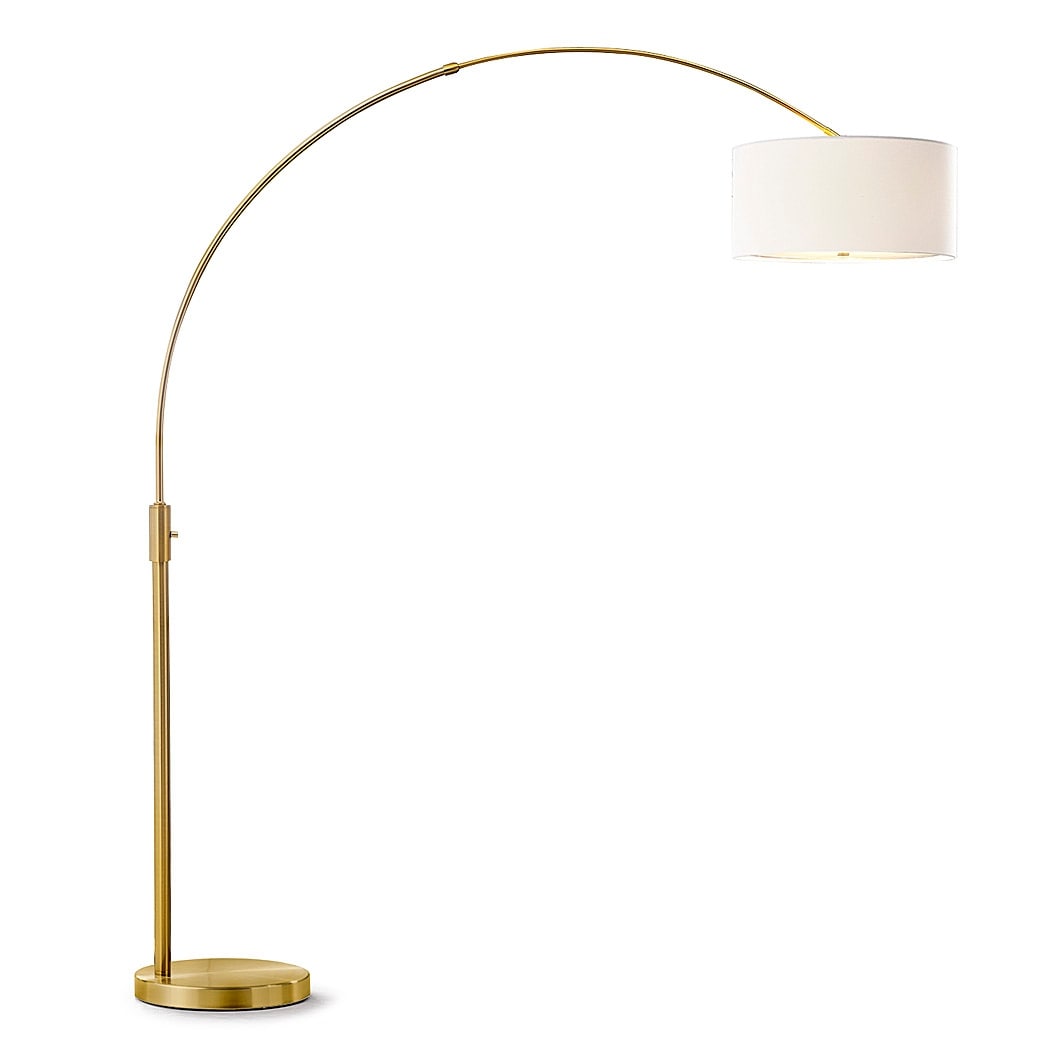 Lampe de sol à arche rétractable Orbita 81H à LED, intensité variable, ampoule incluse, finition laiton antique.