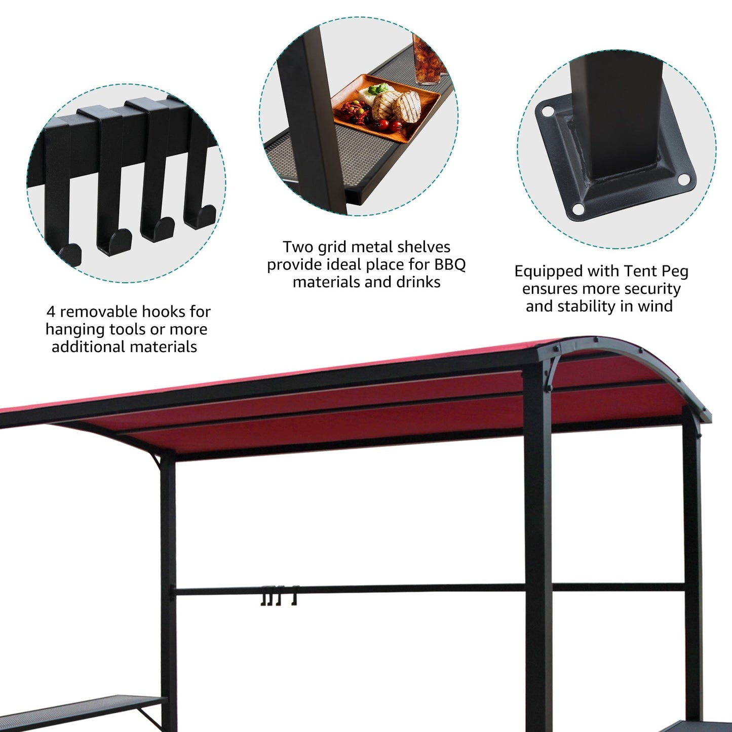 Abri de barbecue, tonnelle pour barbecue, avec cadre en acier, pour extérieur, 5 pi x 8 pi