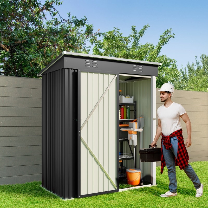 Abri de jardin en métal pour rangement extérieur, avec porte verrouillable, pour meubles de patio et outils