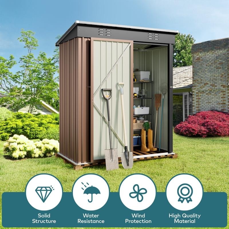 Abri de jardin en métal pour rangement extérieur, avec porte verrouillable, pour meubles de patio et outils