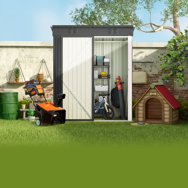 Abri de jardin en métal pour rangement extérieur, avec porte verrouillable, pour meubles de patio et outils