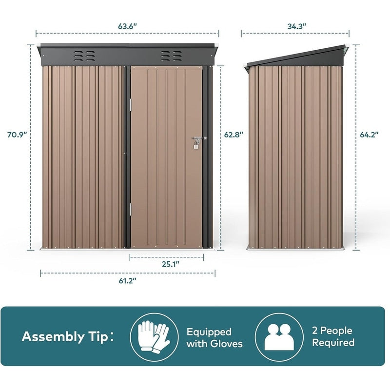 Abri de jardin en métal pour rangement extérieur, avec porte verrouillable, pour meubles de patio et outils