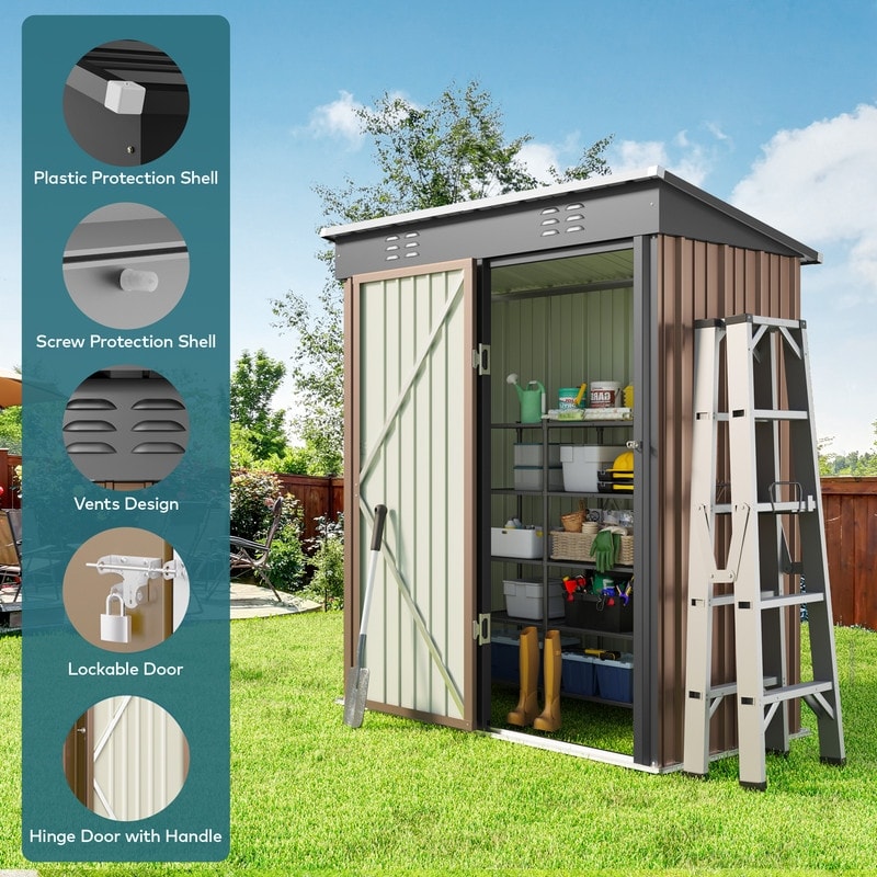 Abri de jardin en métal pour rangement extérieur, avec porte verrouillable, pour meubles de patio et outils