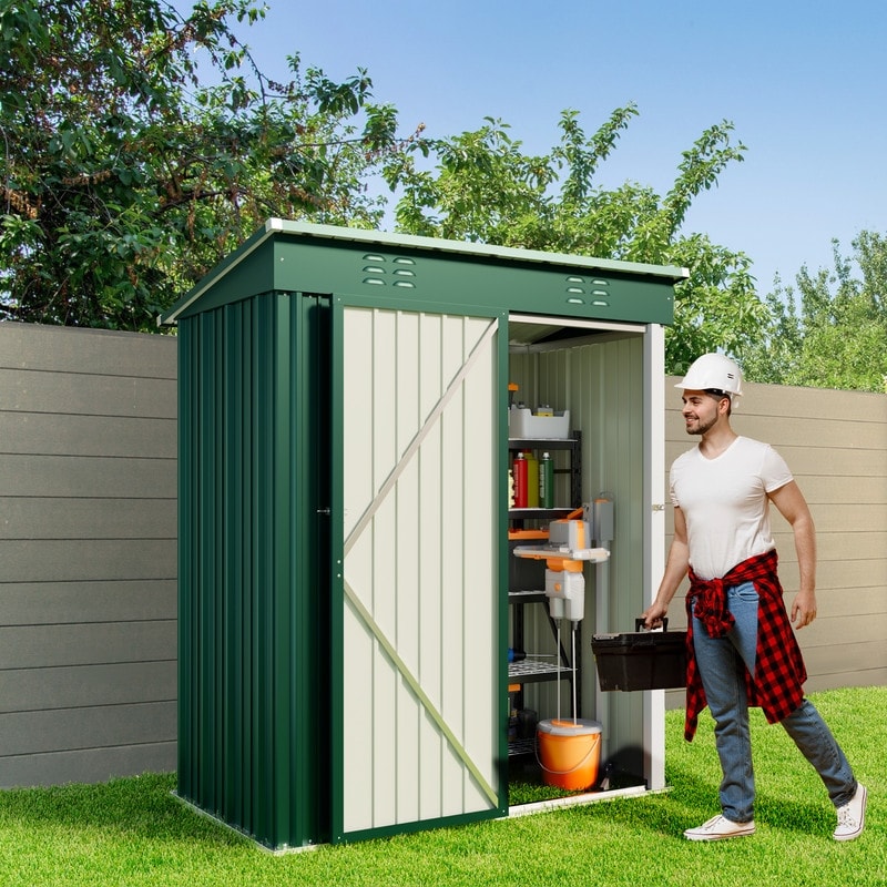 Abri de jardin en métal pour rangement extérieur, avec porte verrouillable, pour meubles de patio et outils