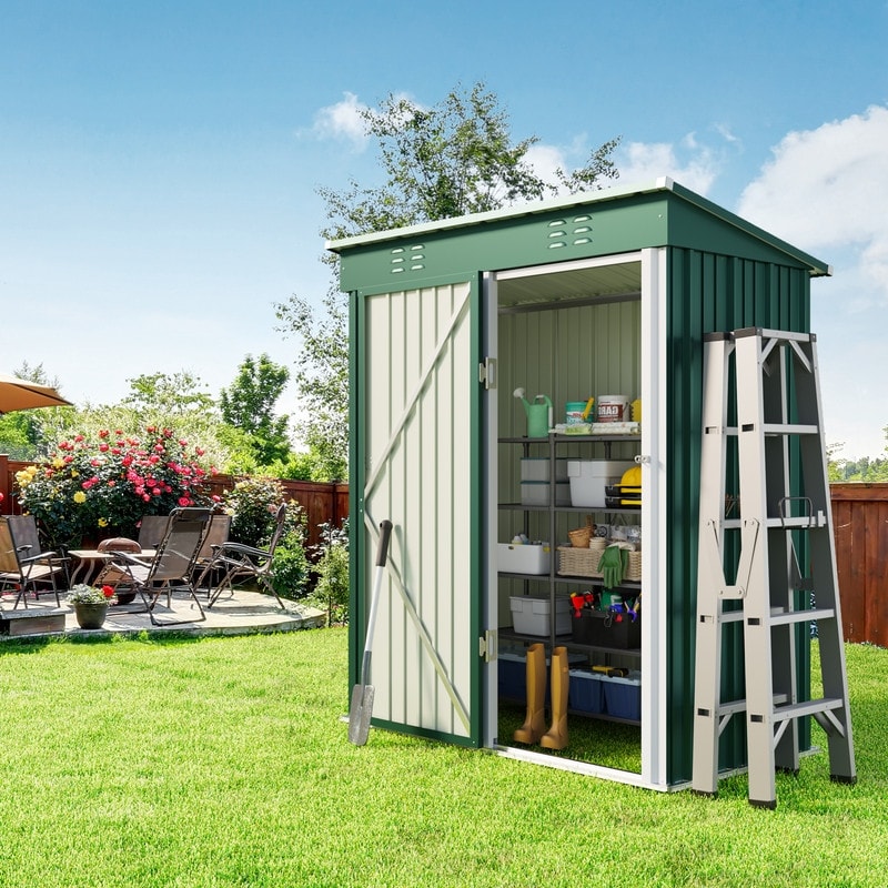 Abri de jardin en métal pour rangement extérieur, avec porte verrouillable, pour meubles de patio et outils