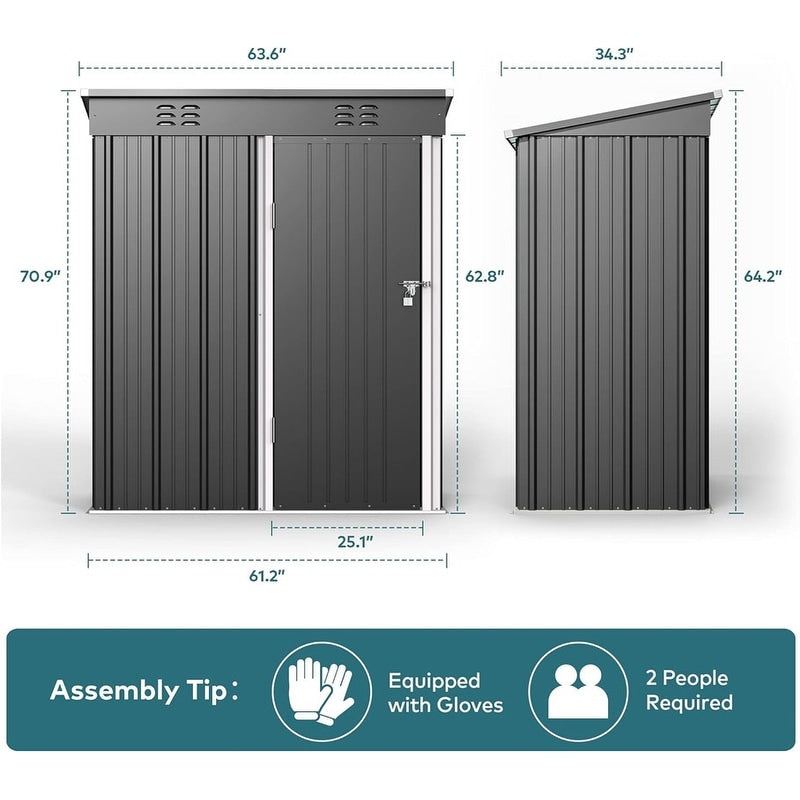Abri de jardin en métal pour rangement extérieur, avec porte verrouillable, pour meubles de patio et outils