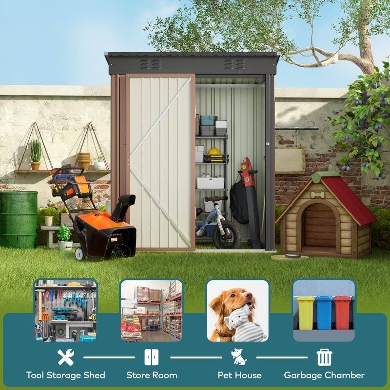 Abri de jardin en métal pour rangement extérieur, avec porte verrouillable, pour meubles de patio et outils